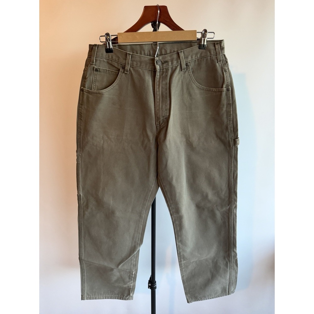 Dickies Carpenter Men's Pants Size 34x30 Olive Green Cotton Duck Canvas - Picture 2 of 9